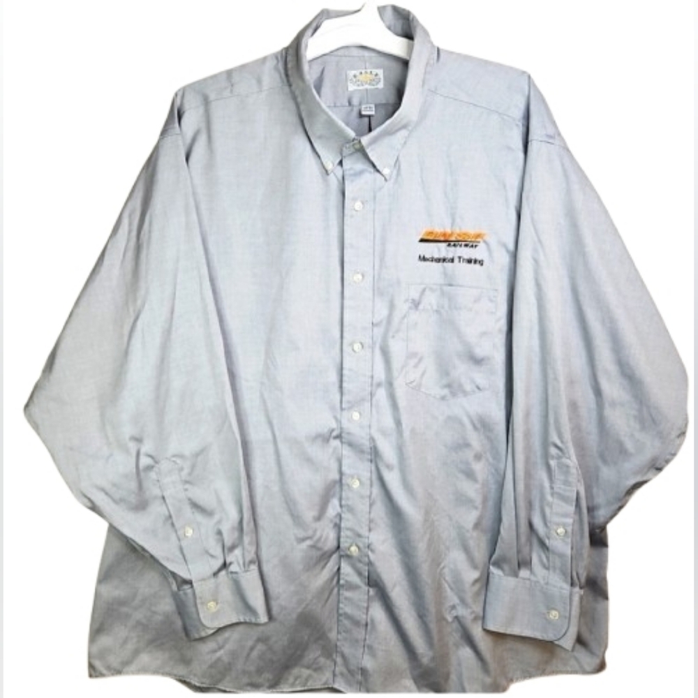 🎁 Eagle BNSF RAILWAY Mechanical Training Men's 80's TwoPly Pinpoint 34/35Gray